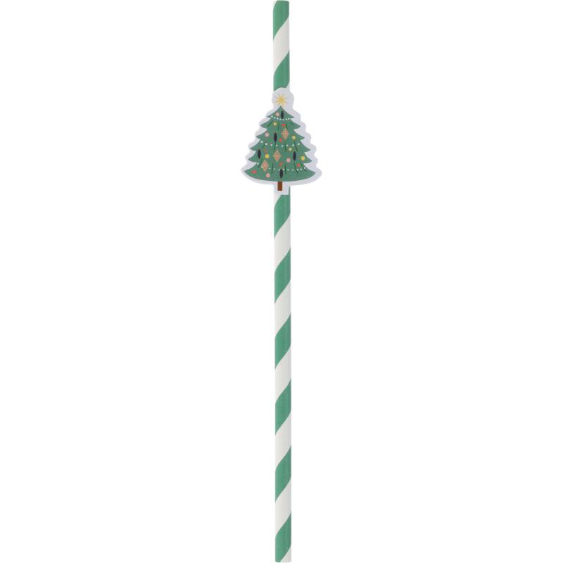 Christmas drinking paper straw paper - assorted designs, , medium-null