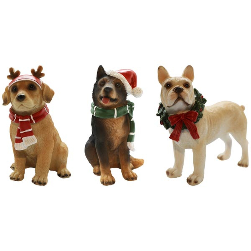 Dog lilian sitting with red scarf/green scarf/wreath - red scarf-null