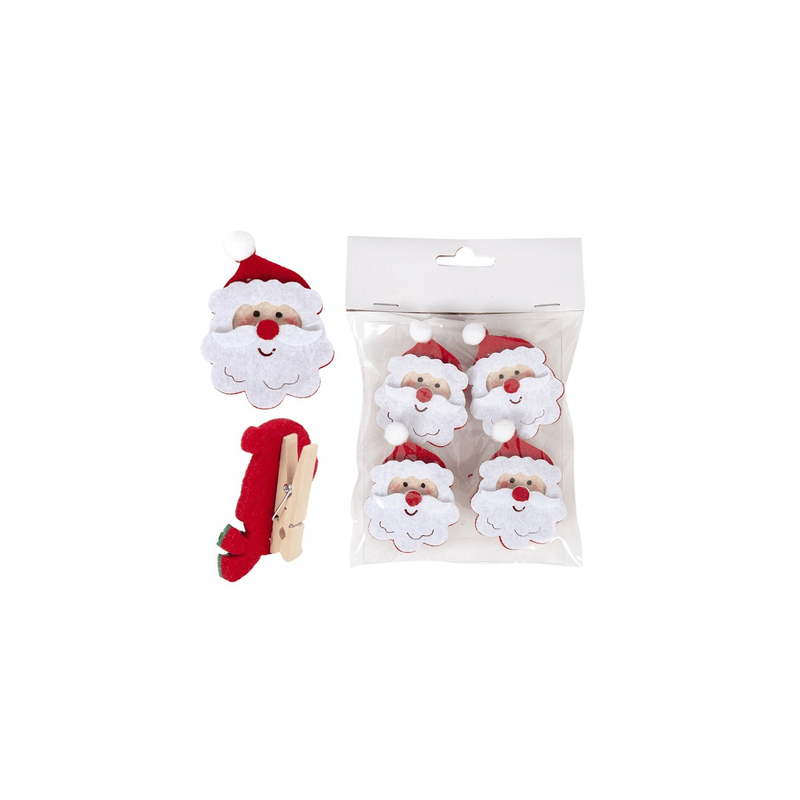 Product image: Ξύλινο στολίδι μανταλάκια με τσόχα σετ 4, , medium-null