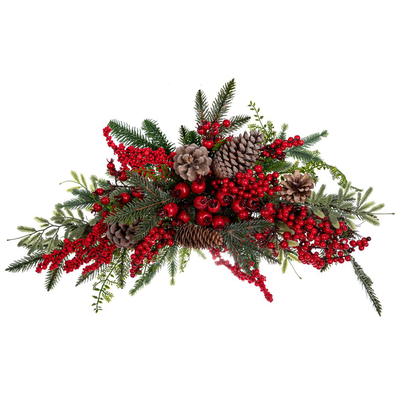 Green swag with red berries/&mu;&iota;&chi; pine cones, , medium