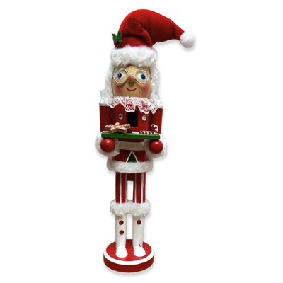 Xmas wooden soldier 38cm, Red White, medium