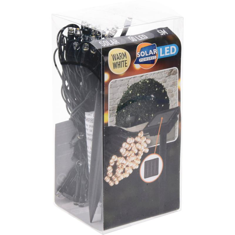 Αλυσιδα φωτισμου με ηλιακη ενεργεια 50led 5μ- ψυχρο λευκο, , medium-null