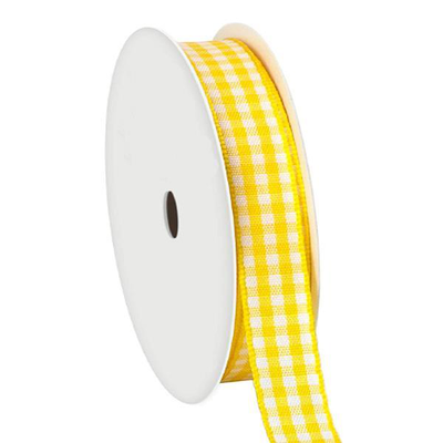 Κορδέλα καρώ με ούγια κίτρινη 25mm ρολό 45μ., , medium