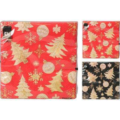 Christmas napkins 33x33cm 16pcs - assorted designs, , medium