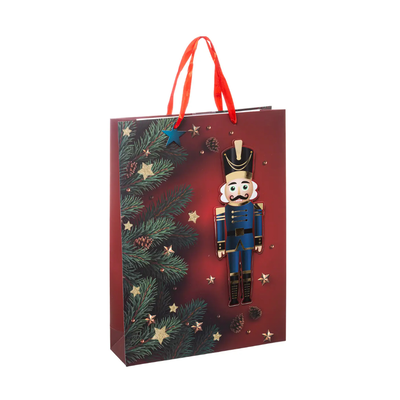 Christmas gift bag with nutcracker 33x11x45.5cm, , medium