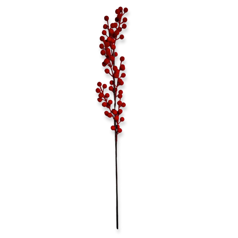 Xmas red velvet berries stem 65cm-null