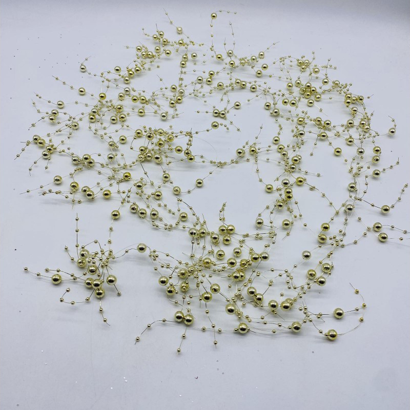 Artificial garland golden beads 200cm, , medium-null