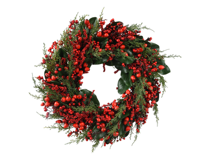 Big berry green/red wreath with big berries indoor d.60cm, , medium
