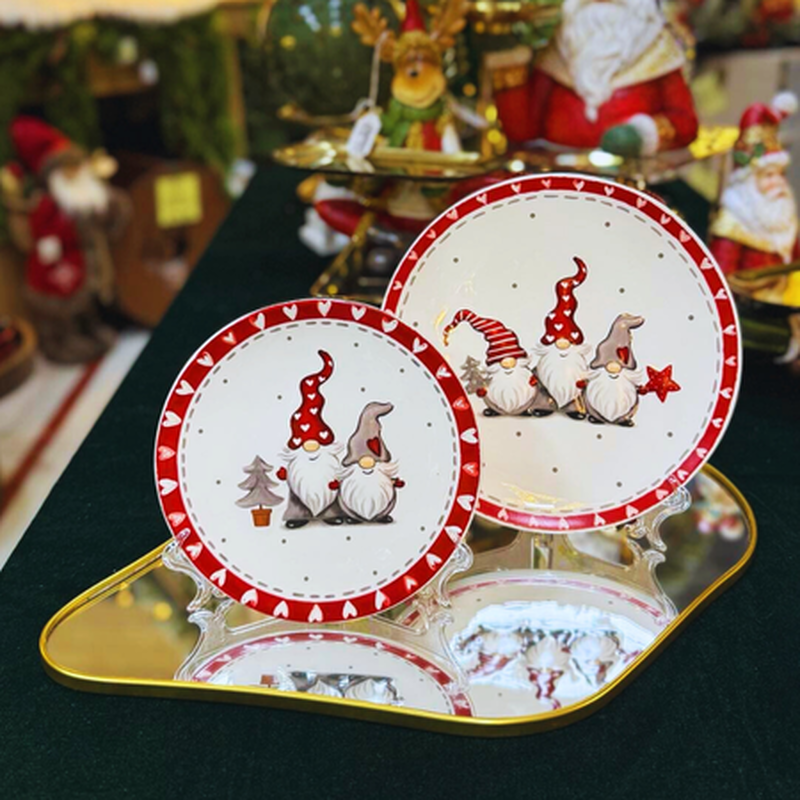 Product image: Xmas ceramic plate santa dwarf 24.6x24.6x2.2cm, , medium-null