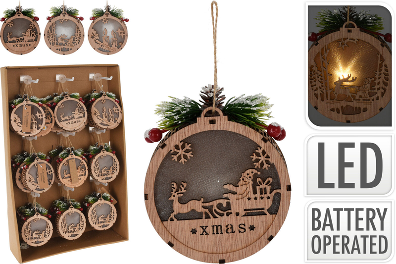 Hanging deco round with led, , medium-null