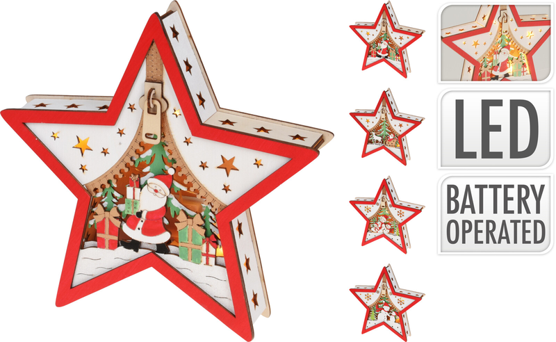 Star deco w. Led 18cm 4ass, , medium-null