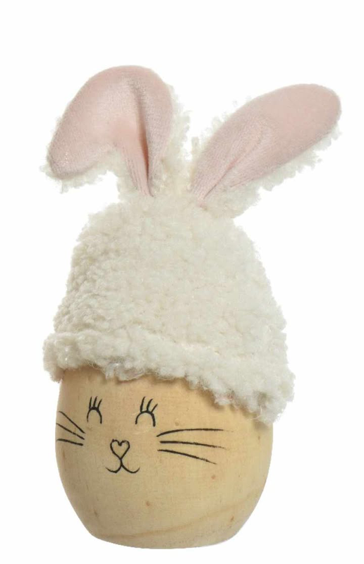 Egg wood bunny - white-null