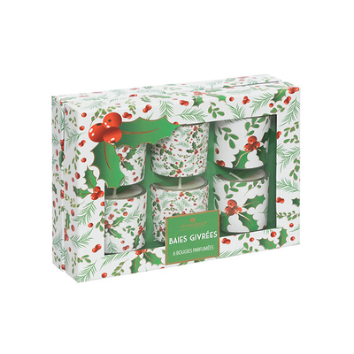 Set of christmas candles 6 pcs green, Green, medium