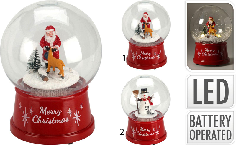 Water globe xmas scene 12cm in 2 different designs, , medium-null