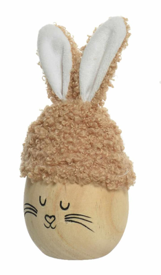 Egg wood bunny - brown, Brown, medium