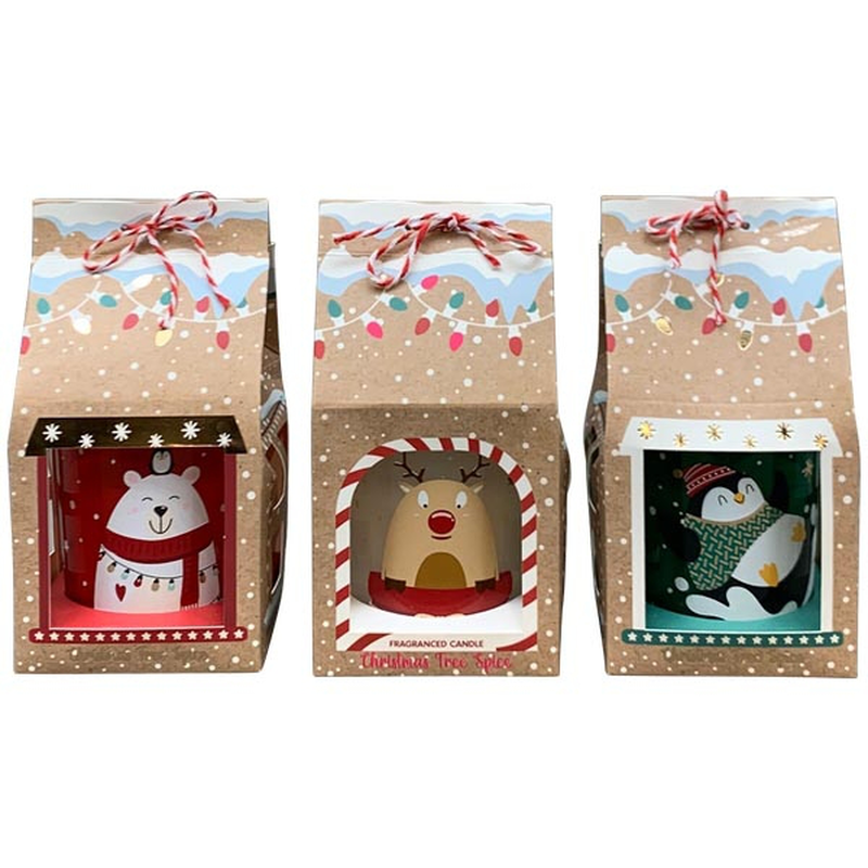 Red/white/green candle lumiere wax/glass - red-null