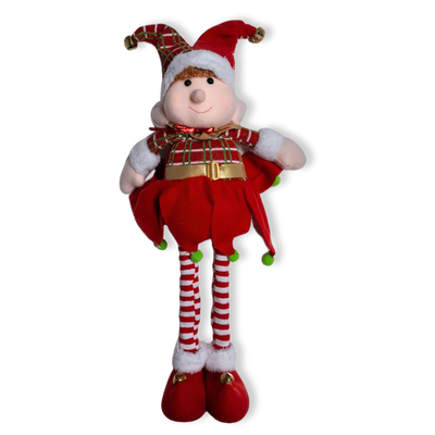 Xmas elf soft standing adj. 45-76cm, Red, medium