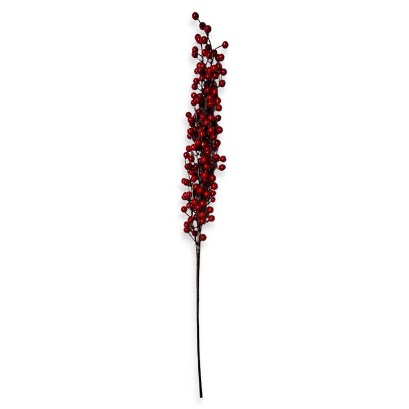 Xmas red velvet berries stem 88cm-null