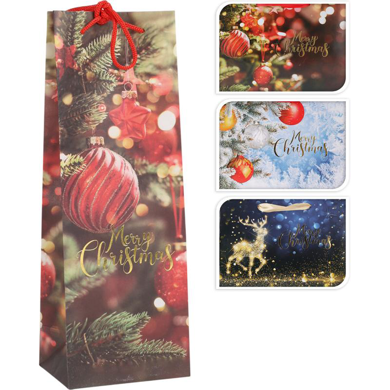Product image: Christmas gift bag for bottle - assorted colors, , medium-null