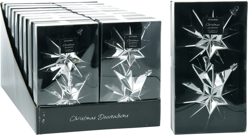 Product image: Star hanging decoration 2pcs 10cm - silver, , medium-null