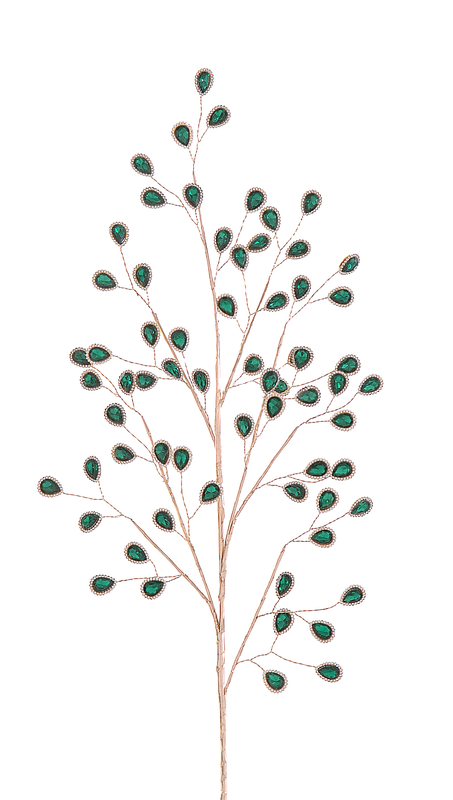 Branch with acrylic green/gold beads, , medium-null