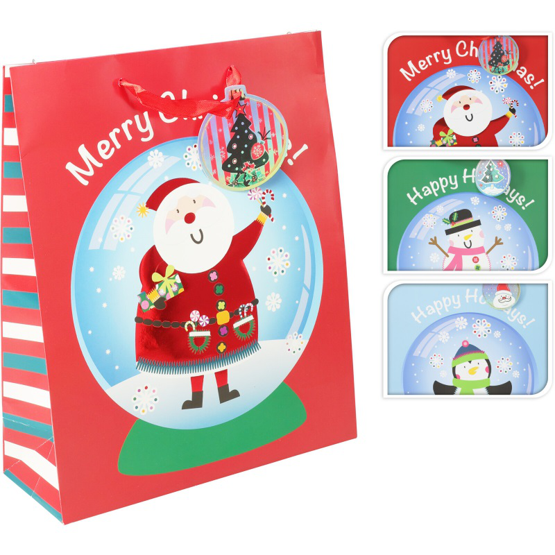 Christmas  giftbag large santa - assorted designs, , medium-null