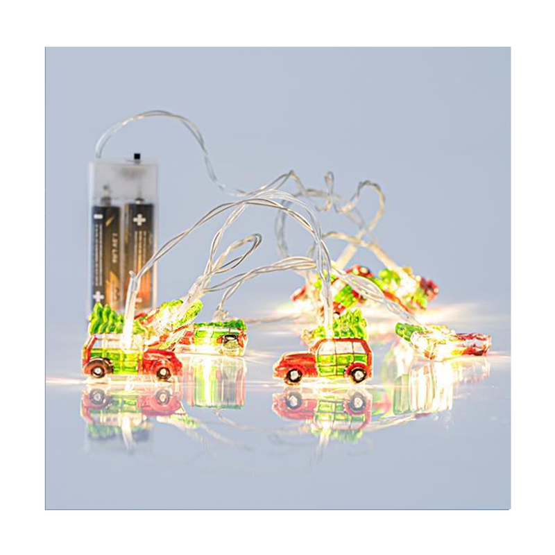 Product image: 10 led christmas battery lights in the shape of cars with warm white lighting, , medium-null