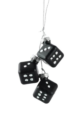 Glass ornament diamond chess dice - black, Black, medium