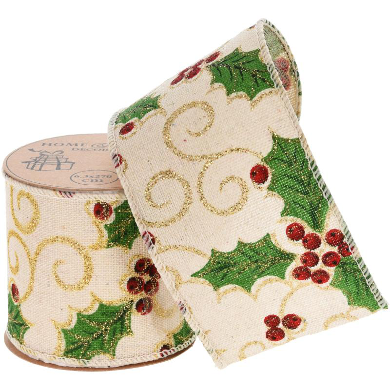 Ribbon 63mm xmas flower - assorted designs, , medium-null