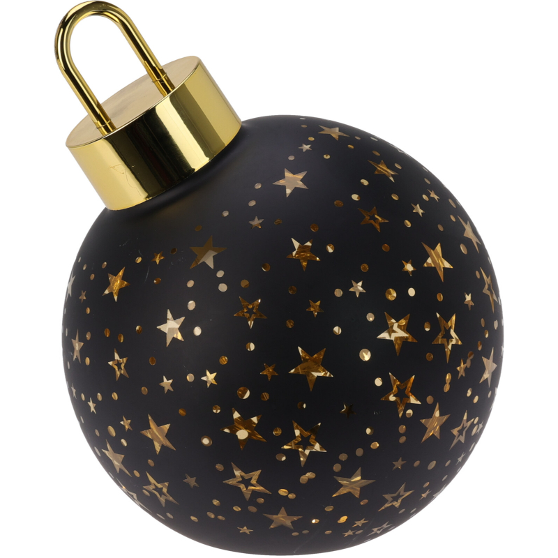 Christmas ball with led 15cm - matt black, , medium-null