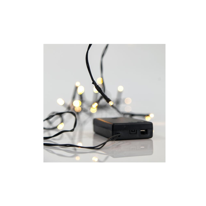 20 battery christmas lights with warm white lighting on green cable-null
