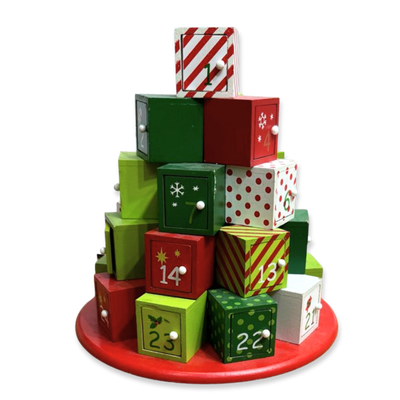 Xmas wooden calendar 29X29X29CM, Green, medium