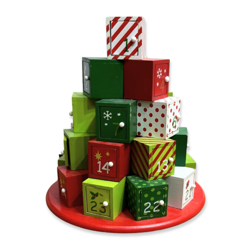 Xmas wooden calendar 29X29X29CM-null