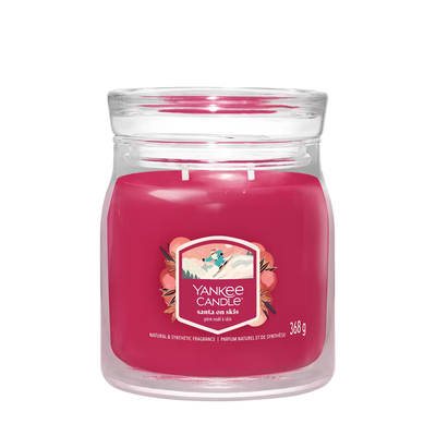 Santa on skis - &alpha;&rho;&omega;&mu;&alpha;&tau;&iota;&kappa;ό &kappa;&epsilon;&rho;ί yankee - signature medium jar, Red, medium