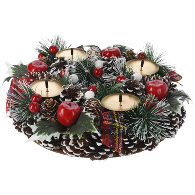 Wreath candle holder with pinecone 40cm, , medium