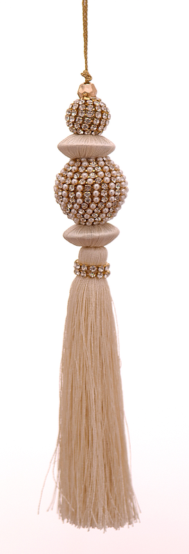 Gold double ball with tassel, , medium-null
