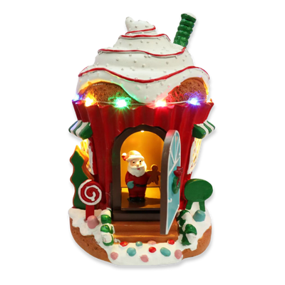 Xmas candy cupcake with light&sound, Red, medium