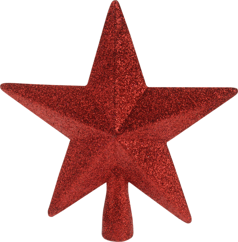 Xmas treetop star 19cm red glitter, , medium-null