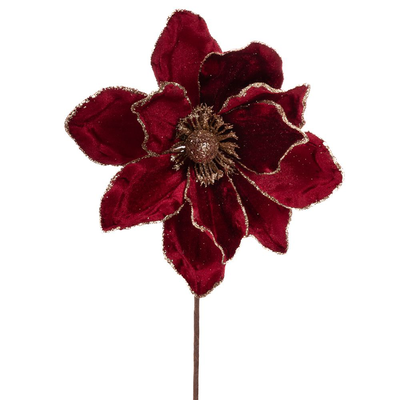 Burgundy velvet magnolia stem, , medium