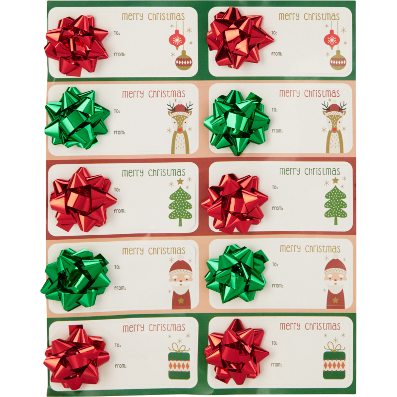 Christmas  xmas gift tag sticker 10pcs - assorted designs, , medium-null