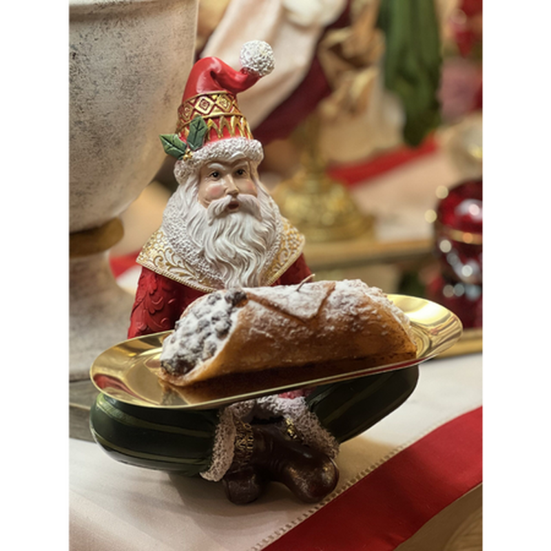 Product image: Xmas polyresin santa with gold tray 21x15.5x26cm xl-7070, , medium-null
