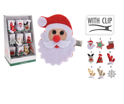 Hair clip xmas 9cm 9 assorted designs, , medium