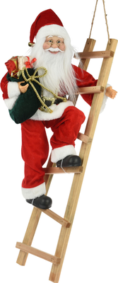 Santa standing on ladder red height 65cm, , medium