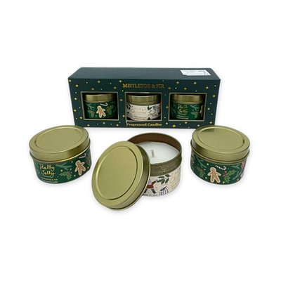 Xmas candle gift set mistletoe & fir, , medium