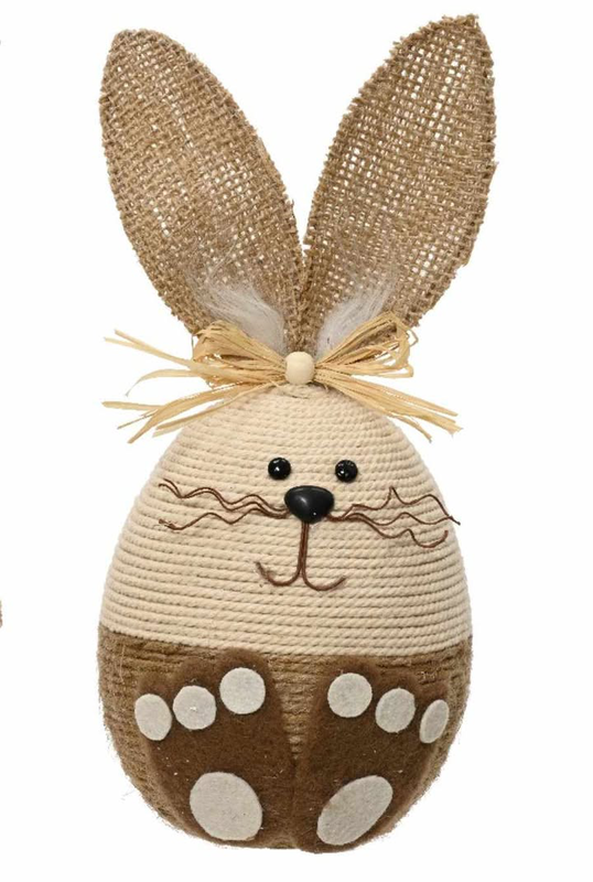 Bunny jute with raffia bow handmade cream, , medium-null