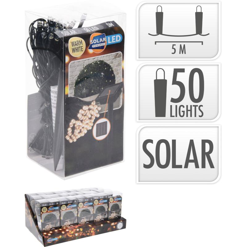 Αλυσιδα φωτισμου με ηλιακη ενεργεια 50led 5μ- ψυχρο λευκο, , medium-null