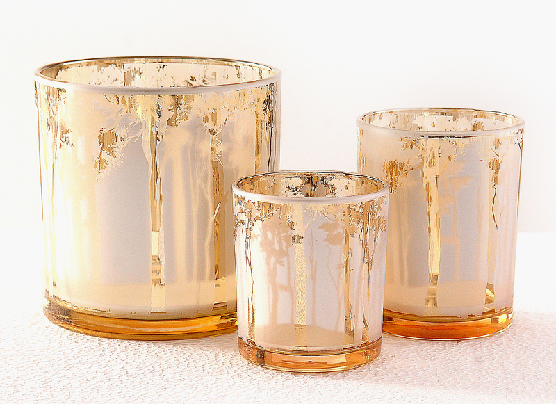 Glass gold hurricane with trees small/medium - small-null