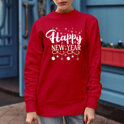 Happy new year sweatshirt style 2, Red, medium