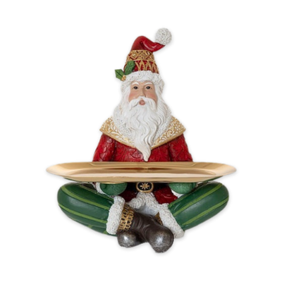 Xmas polyresin santa with gold tray 21x15.5x26cm xl-7070, , medium