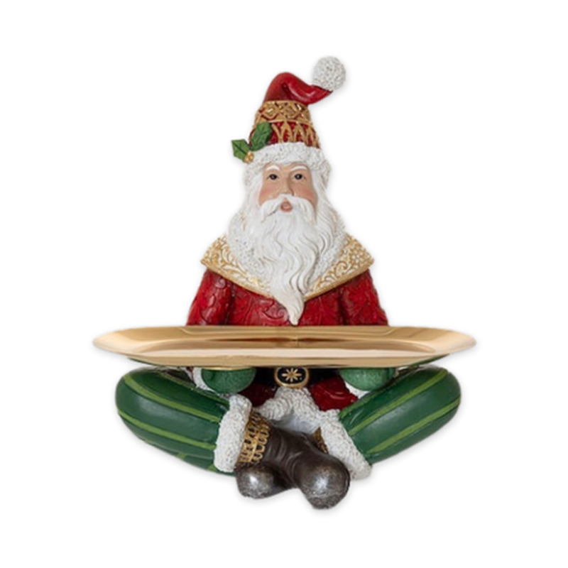 Product image: Xmas polyresin santa with gold tray 21x15.5x26cm xl-7070, , medium-null